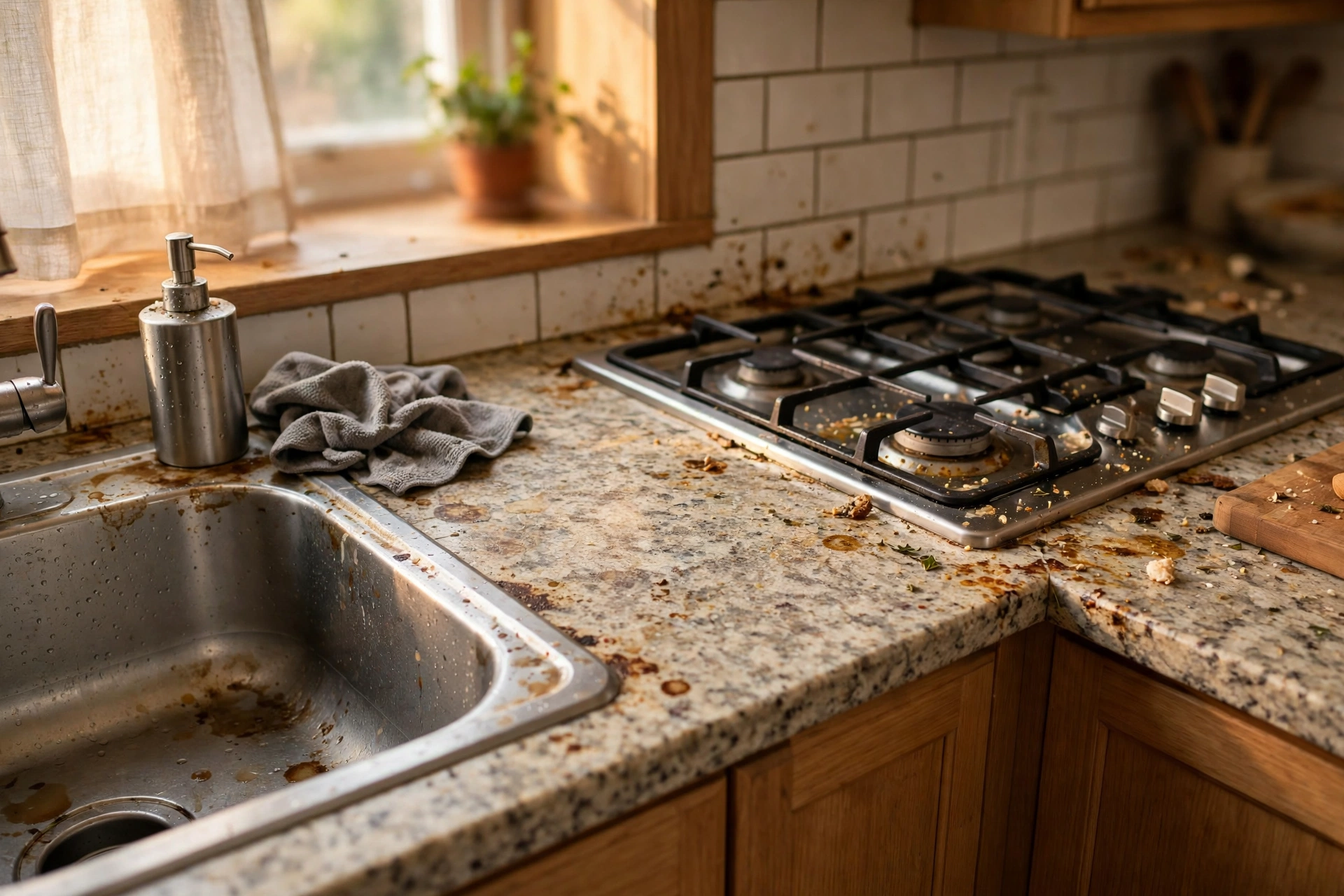 Why Are Some Kitchen Countertops More Likely to Develop Stains Around Frequently Used Areas?